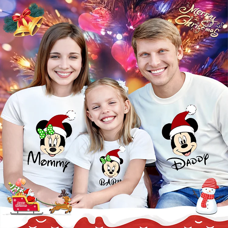 Christmas Mickey Family T-shirt-BSLY0062