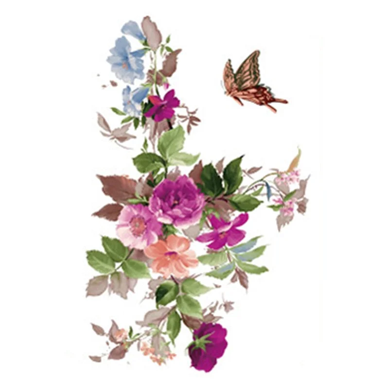 Pink Bloom Rose Water Transfer Fake Tattoo Stickers Women Body Chest Art Temporary Waist Bracelet Flash Tatoos Flower For Girl