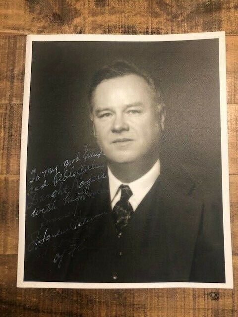 Signed/Inscribed B/W Photo Poster painting of J. Hardin Peterson to Dwight Rogers / Florida Rep