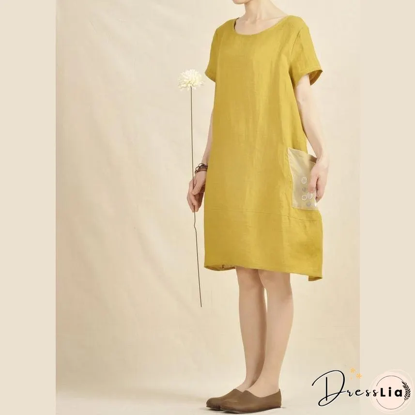Yellow linen shift dress orginal summer dresses
