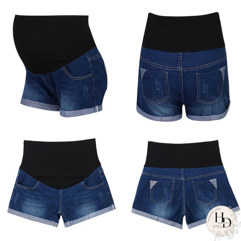 Pregnant Women's Denim Shorts Summer Casual Loose Belly Shorts Pregnancy Low Waist Shorts