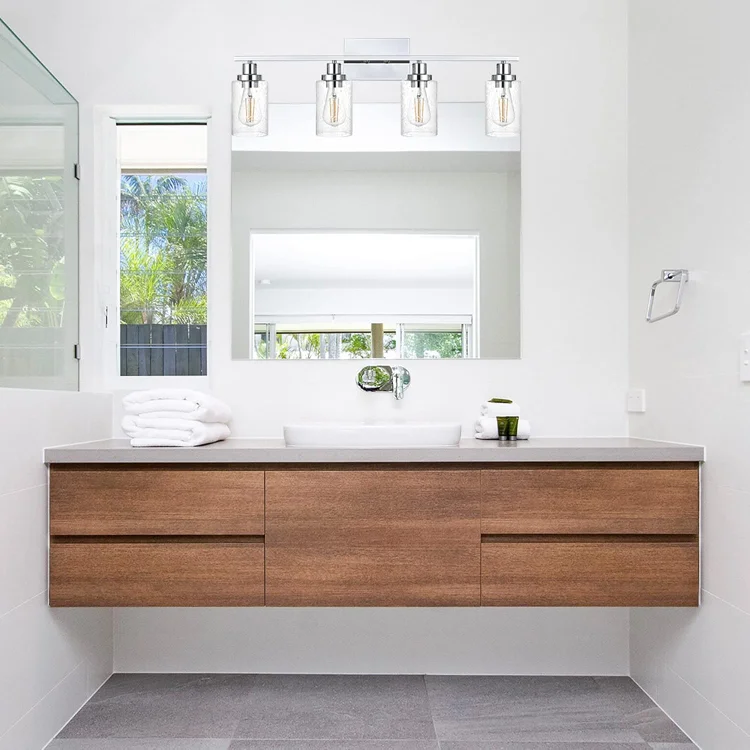 Bathroom Light Fixtures 4-Lights Vanity Light with Bubbled Glass Shades and Metal Base, Indoor Sconces Wall Lighting for Hallway Kitchen Foyer