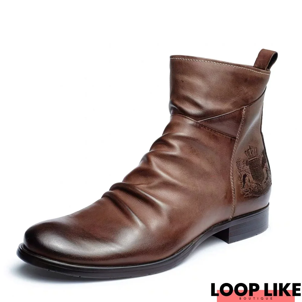 Men's Double Zipper Ankle Boots