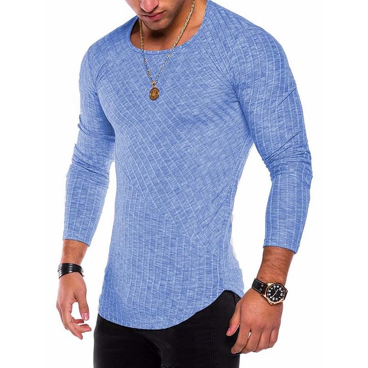 Spring Autumn Men's Casual Solid Long Sleeve T-Shirts