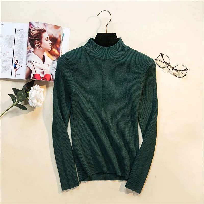 Turtleneck Knitted Sweater Female Casual Pullover Women Autumn Winter Tops Korean Sweaters Fashion 2020 Women Sweater Jumper New