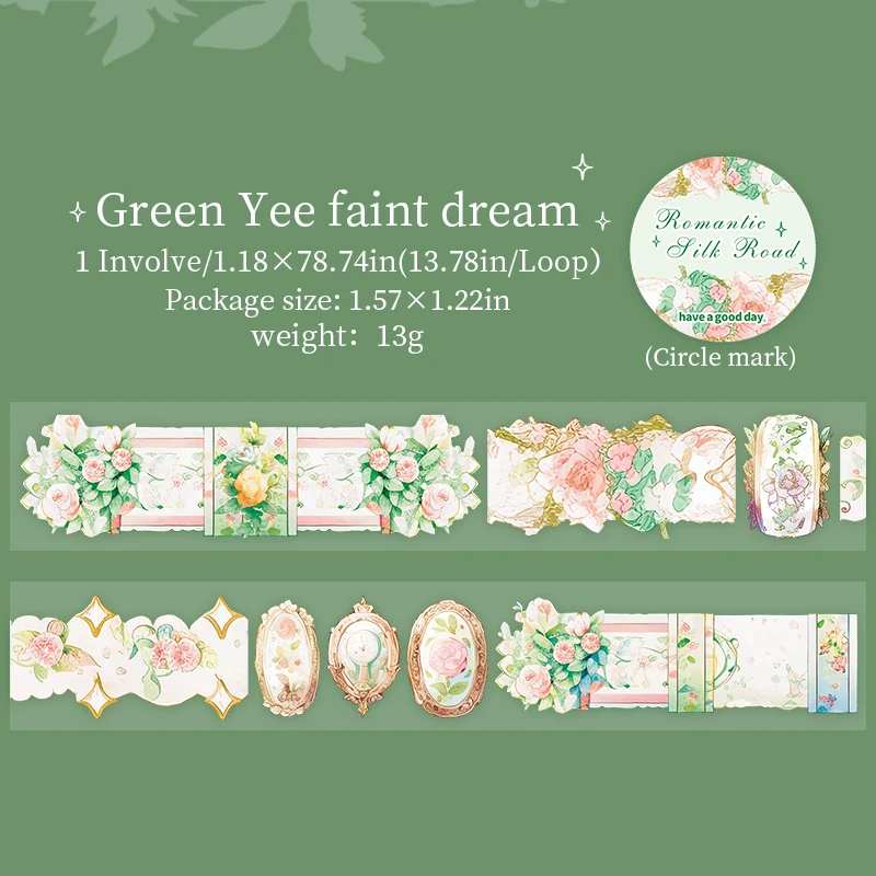 Journalsay 30mm*200cm Romantic Silk Road Series Victorian Theme Flower Landscaping PET Tape 