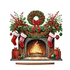 Diamond Painting Wooden Red Wreath Stocking Tabletop Ornament Kit