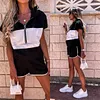 Women's Stitching Hooded Pocket Short Sports Suit Sportswear
