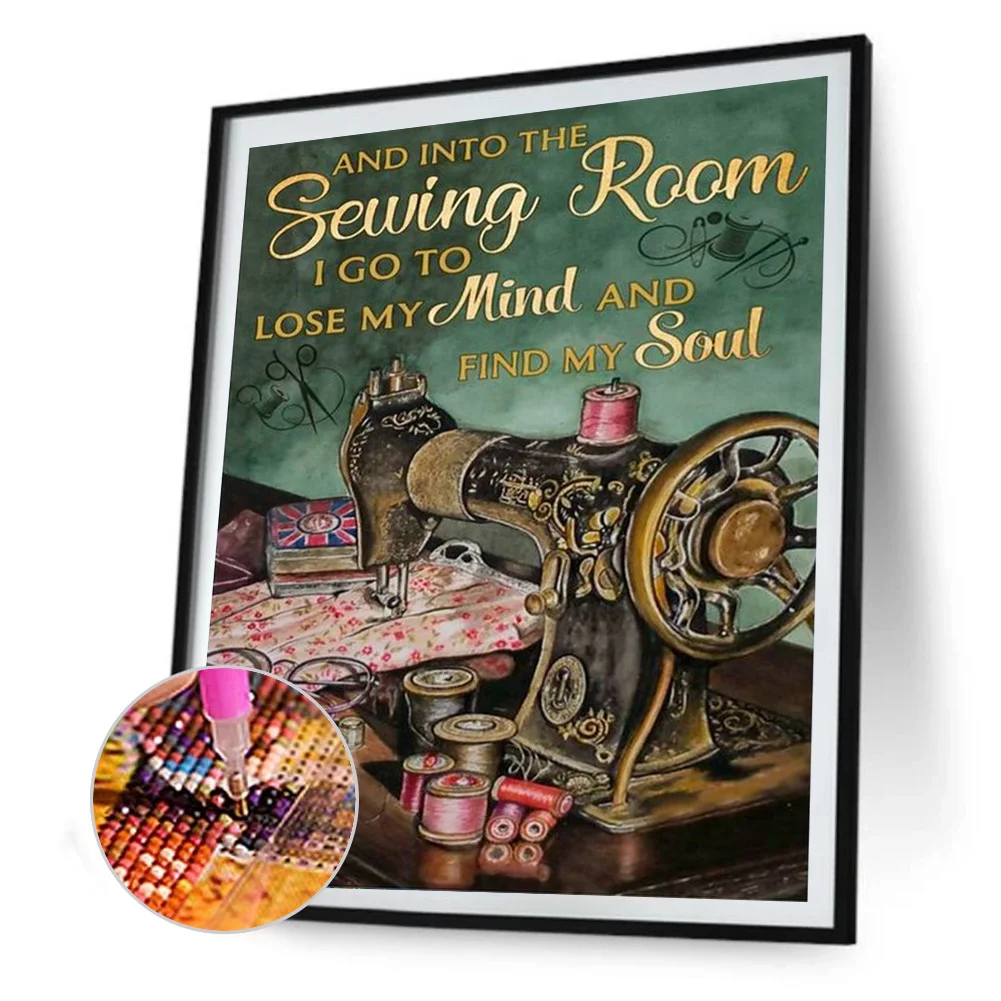 Diamond Painting - Full Round Drill - Sewing Machine Letters(40*50cm)