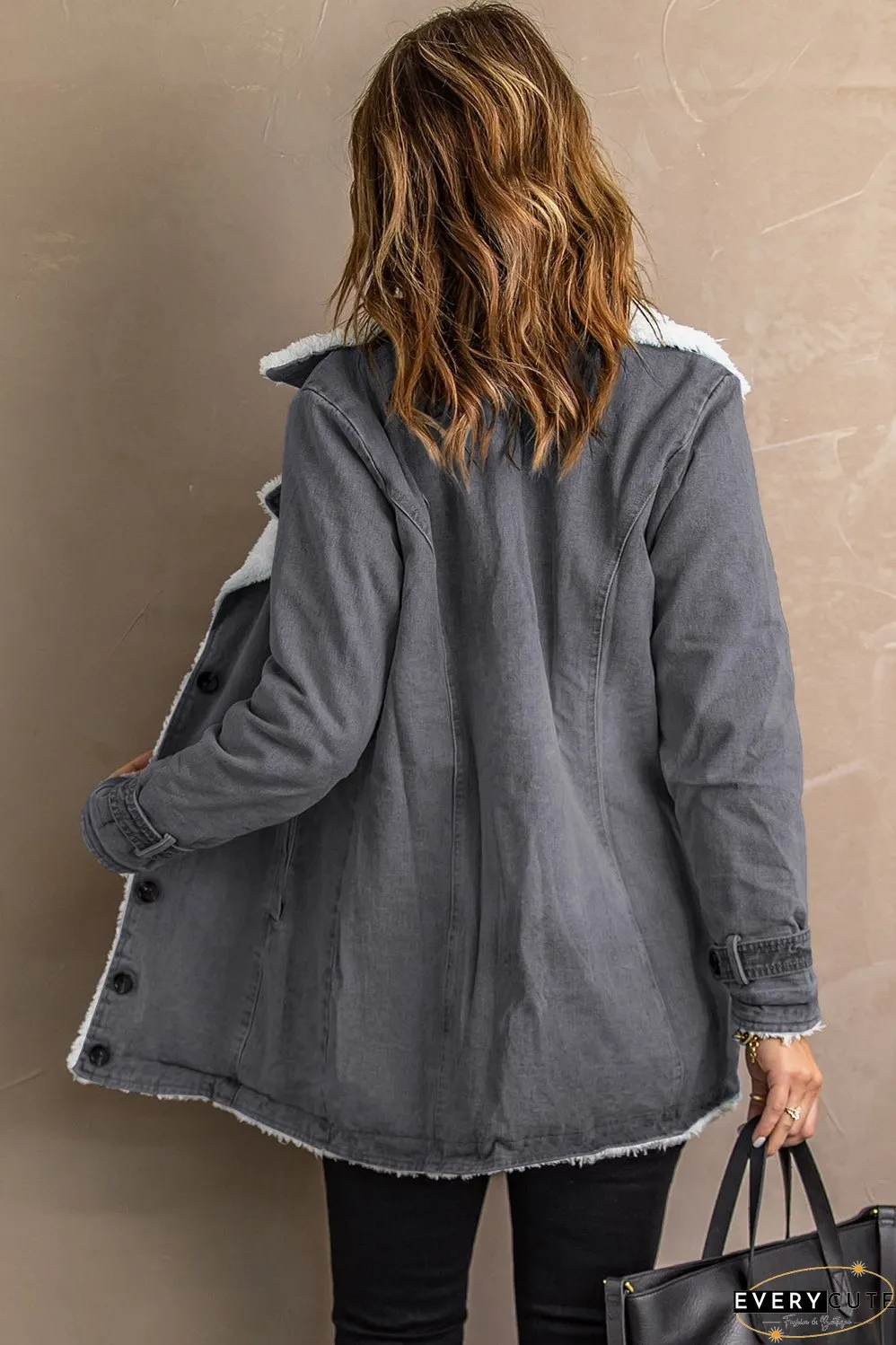 Winter Denim Jacket with Sherpa Trim