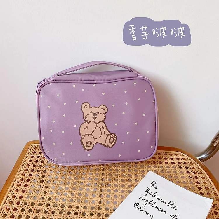 Bear Canvas Cosmetic Bag