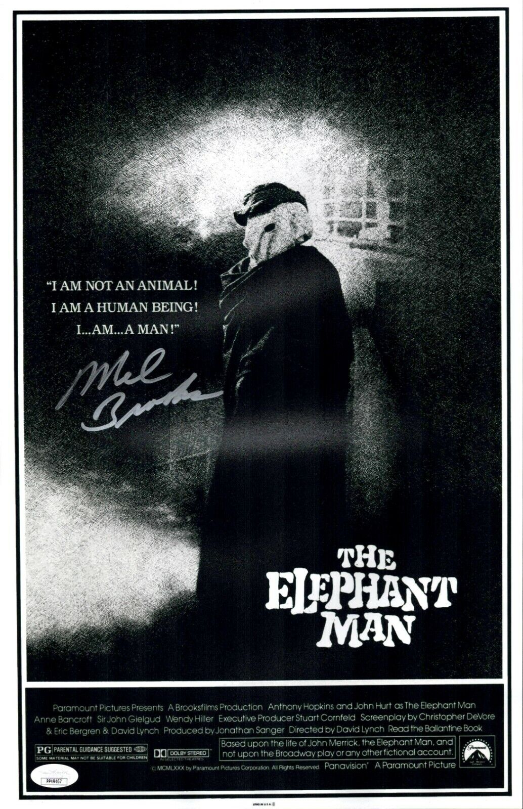 Mel Brooks Hand Signed 11x17 Elephant Man Authentic Autograph JSA COA