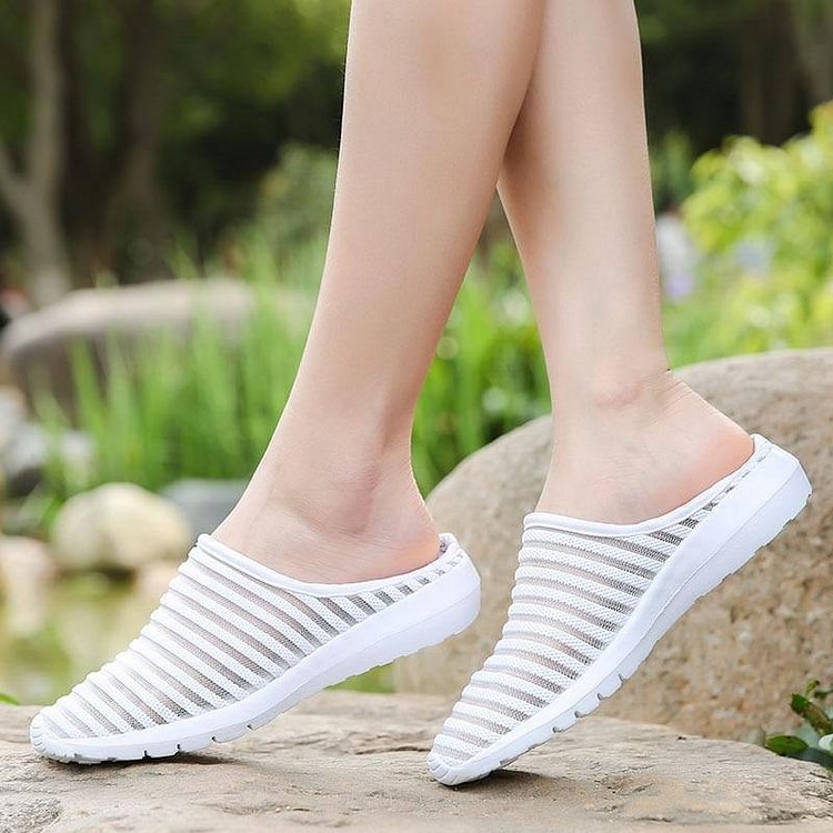 Fashion Slip On Ladies Summer White Shoes For Women Lightweight Woman Flats Mesh Breathable Zapatillas Mujer Casual Verano