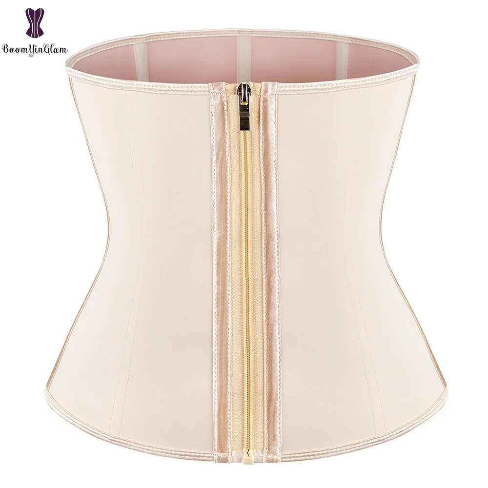 Billionm Zipper & Hooks 7 Steel Boned Firm Body Shapewear Latex Waist Trainer Cincher Shaper For Weight Loss Plus Size 608#