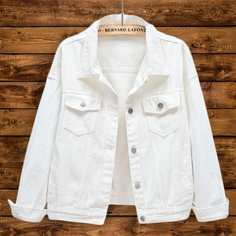 Toloer Toloer Denim Jacket Women's Loose Summer Korean Casual Versatile 2024 Short Jacket Long Sleeve Jacket-Outfit Ideas