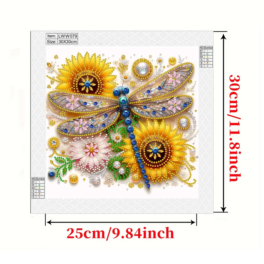 Dragonfly - Partial Special Shaped Drill Diamond Painting Kits (Canvas|30*30cm)