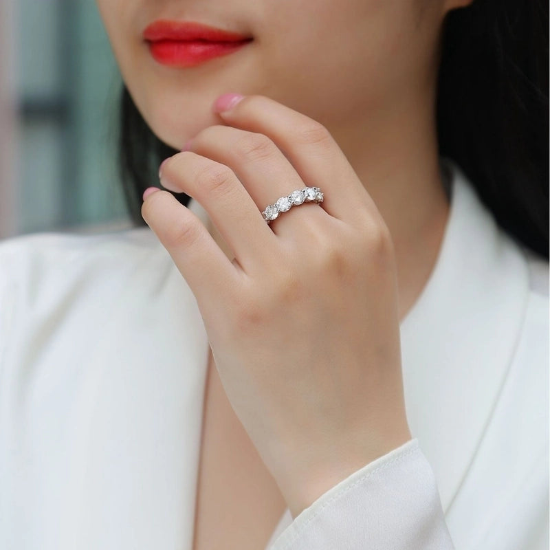 925 Sterling Silver Moissanite Geometric Rings