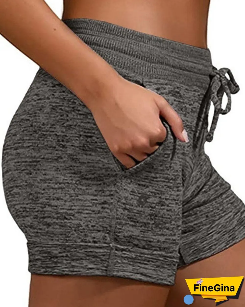 Plain Drawstring Basic Yoga Shorts