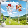 2pcs/set DIY Diamond Drawing Suncatcher Hanging Ornament Kit (Elephant Cat)