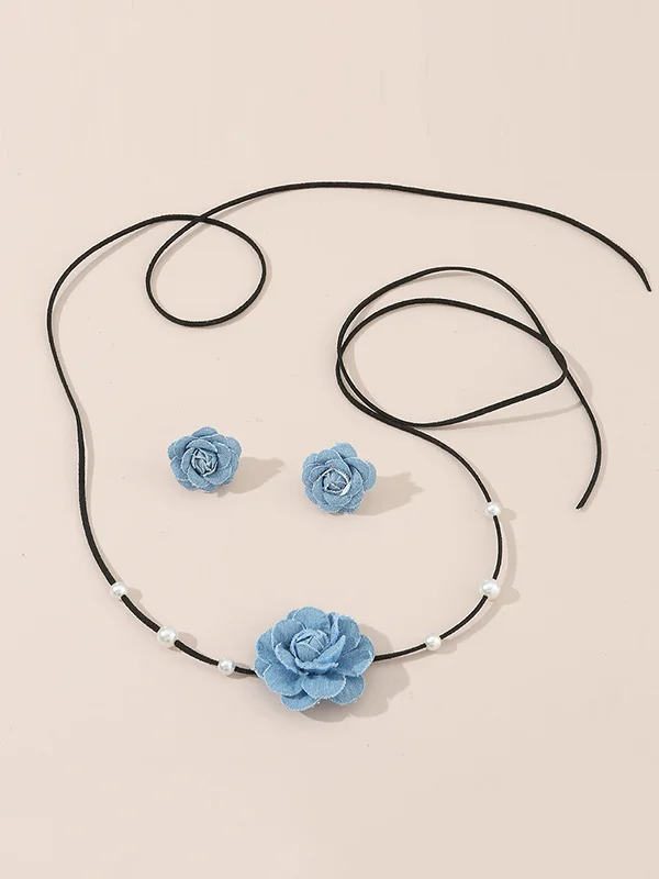 Beaded Flower Shape Dainty Necklace Earrings Accessories Necklaces Accessories