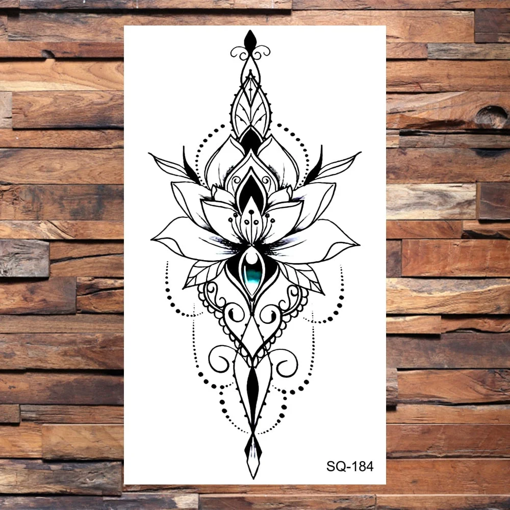 Crown Temporary Tattoos For Women Men Realistic Cross Sword Angel Wings Thorns Fake Tattoo Sticker Body Waterproof Tatoos Black