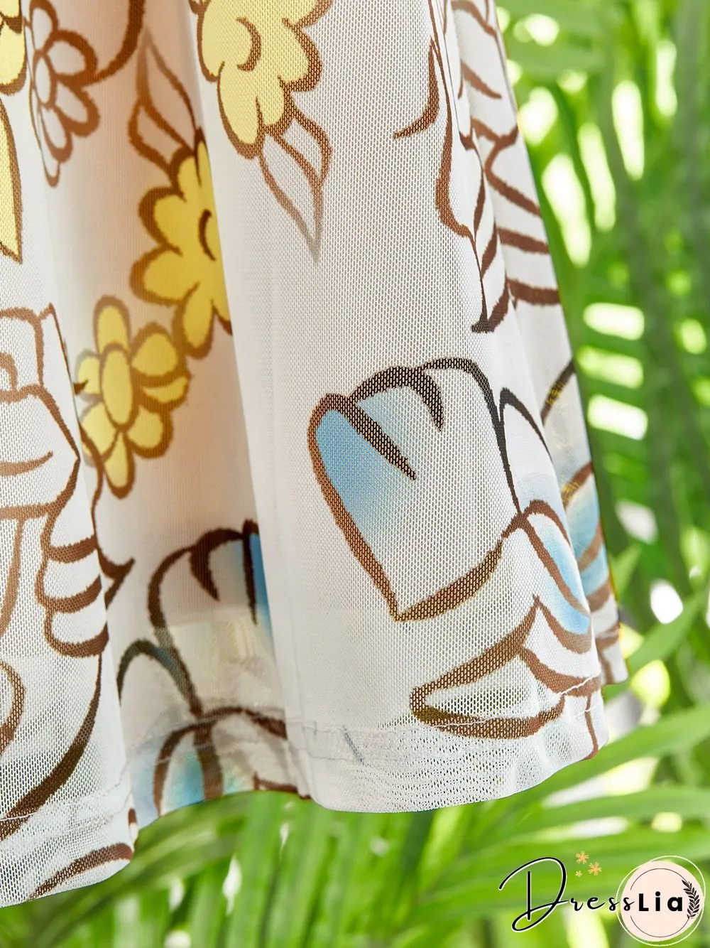 Mesh Floral Boho Short Sleeve Maxi Dress