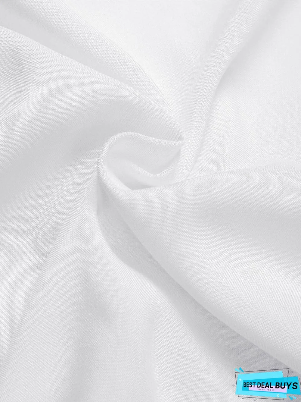 Long Sleeve Plunging Neck Buttoned Dress White Dresses Linen