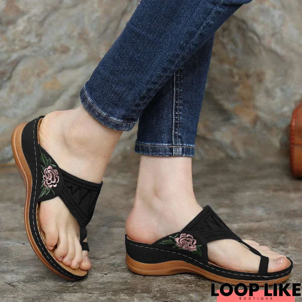 Pu Embroidery Summer Sandals