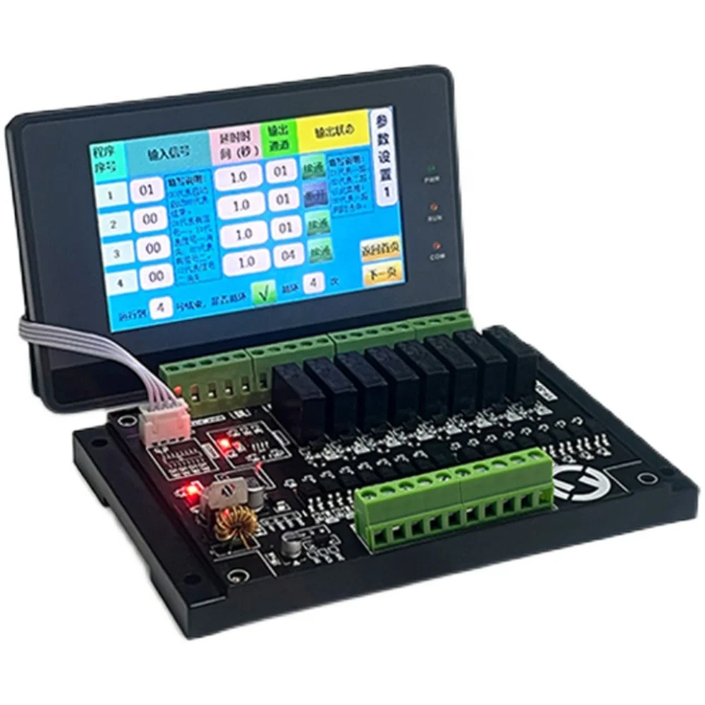 12V 24V RS485 RS232 Serial Modbus RTU PLC Programmable Delay Relay Module 8CH IO Trigger Switch Board with Display