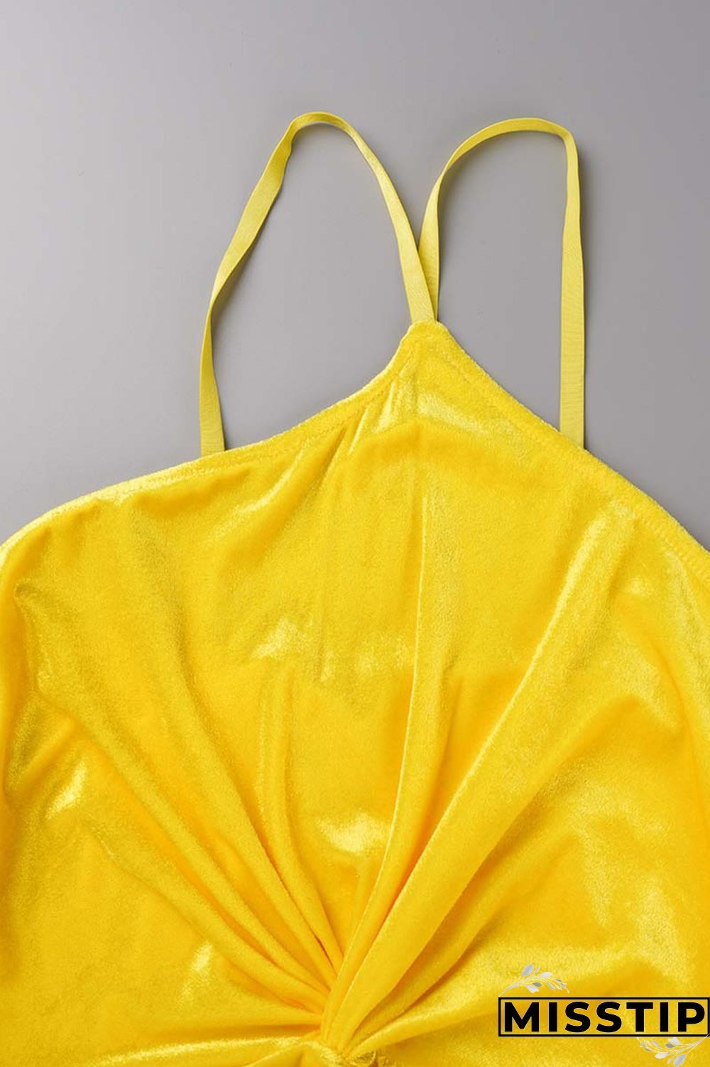 Yellow Sexy Solid Tassel Patchwork Backless Spaghetti Strap Irregular Dress Dresses