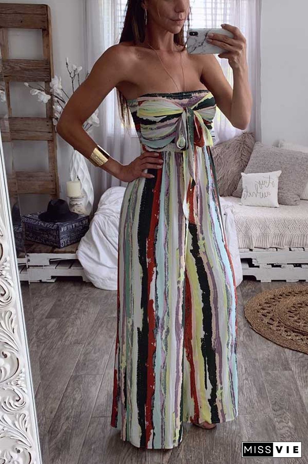Tie Dye Wide Leg Tube Jumpsuit
