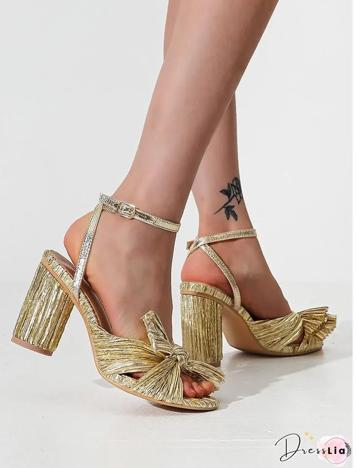 Metal Feeling Bow High Heel Slipper