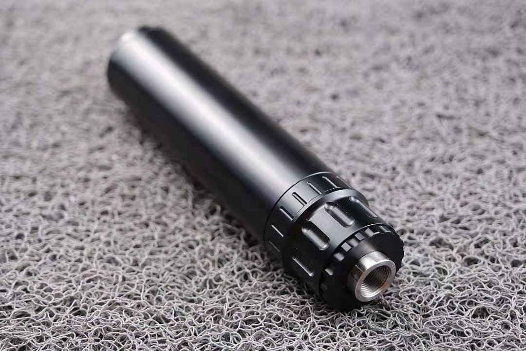 6.5''L Alu Single Core Solvent Trap 13/16x24 Monocore 7.1mm Hole+1/2x28 Stainless Steel Booster