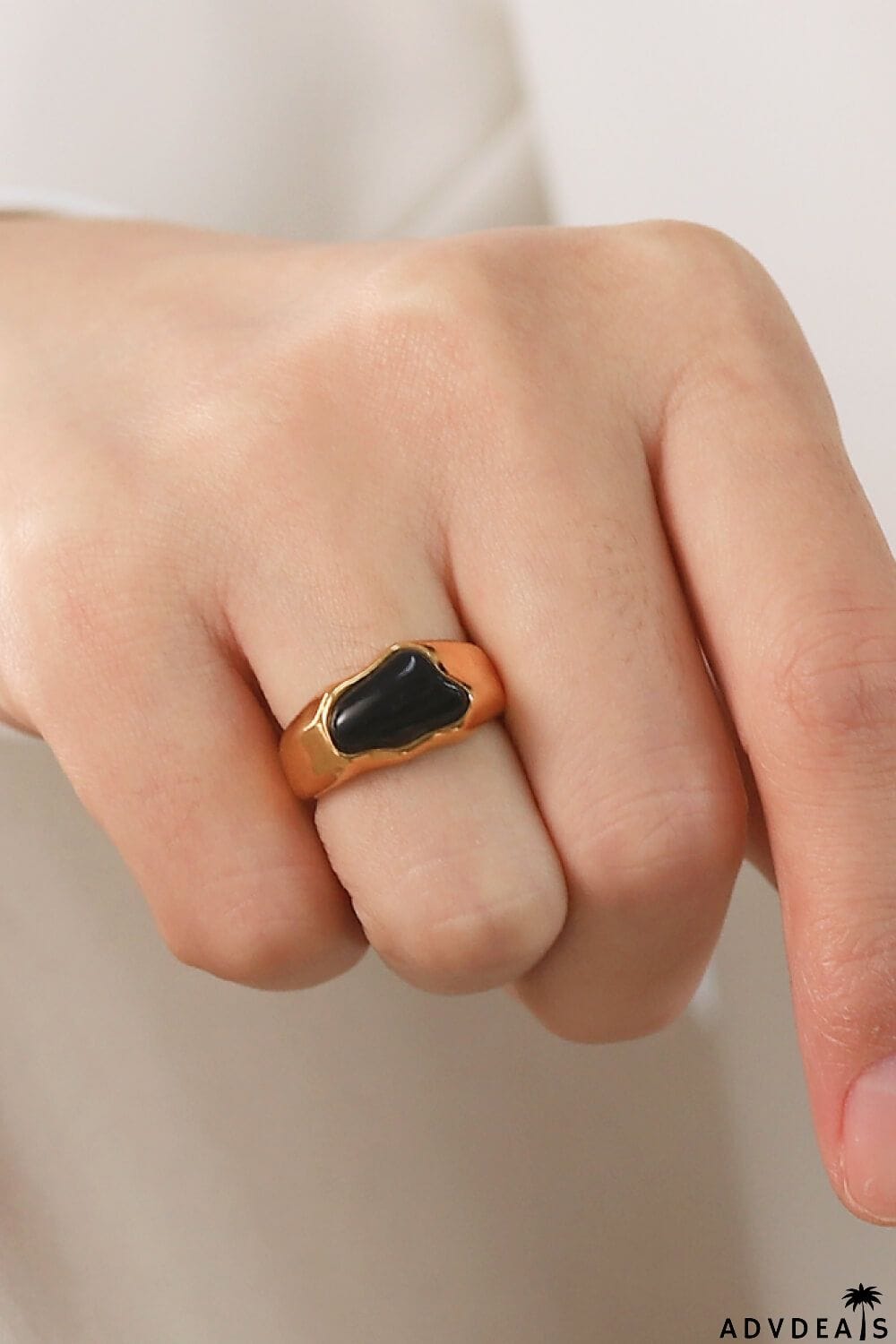 Inlaid Natural Stone Stainless Steel Ring