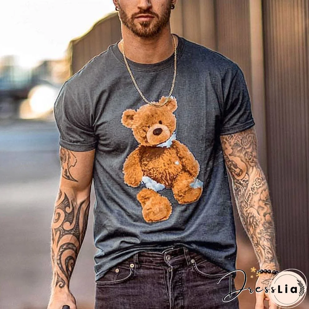 Round Neck Short Sleeve Bear T-Shirt