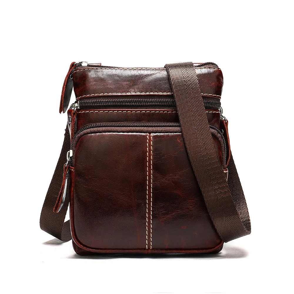 Crazy Horse Leather Casual Mens Messenger Shoulder Bag