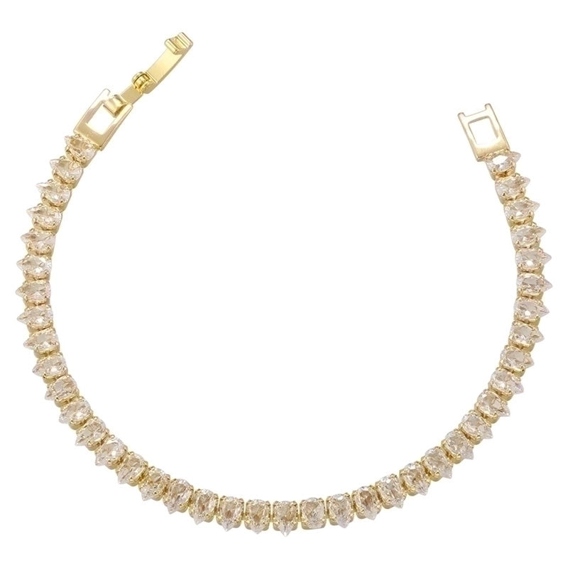 Casual Vacation Minimalist Water Droplets Copper Plating Inlay Zircon 18k Gold Plated Tennis Bracelet