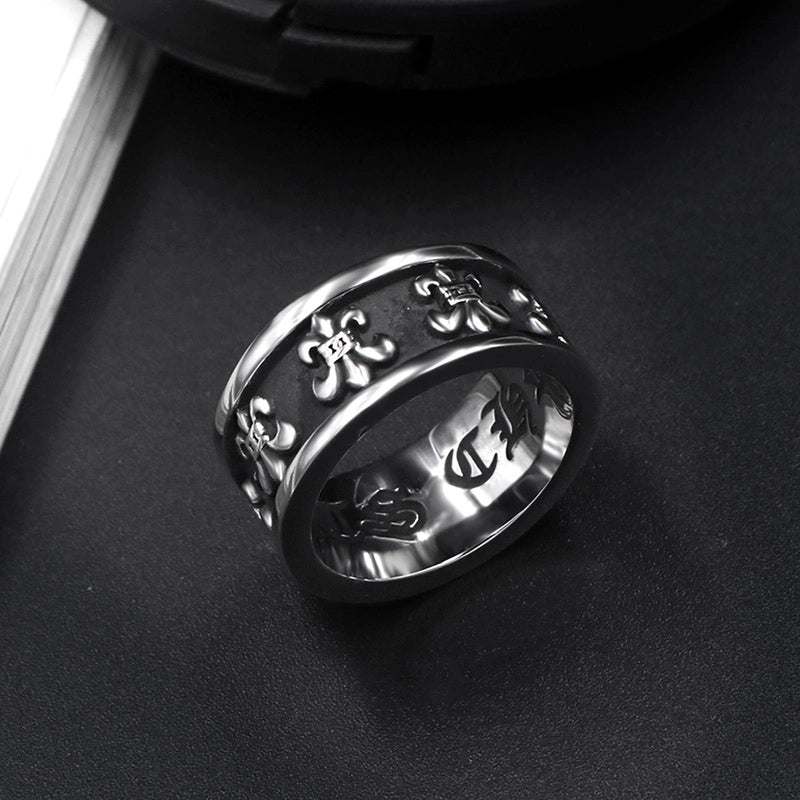 Jewelry Retro Vintage Style Punk Letter Argyle 304 Stainless Steel Asymmetrical Rings