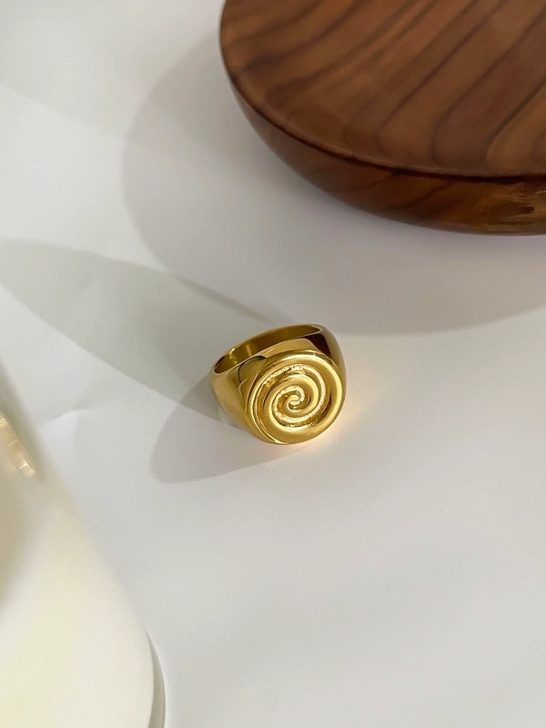 Casual Nordic Style Retro Geometric 316L Stainless Steel  18K Gold Plated Irregular Open Rings