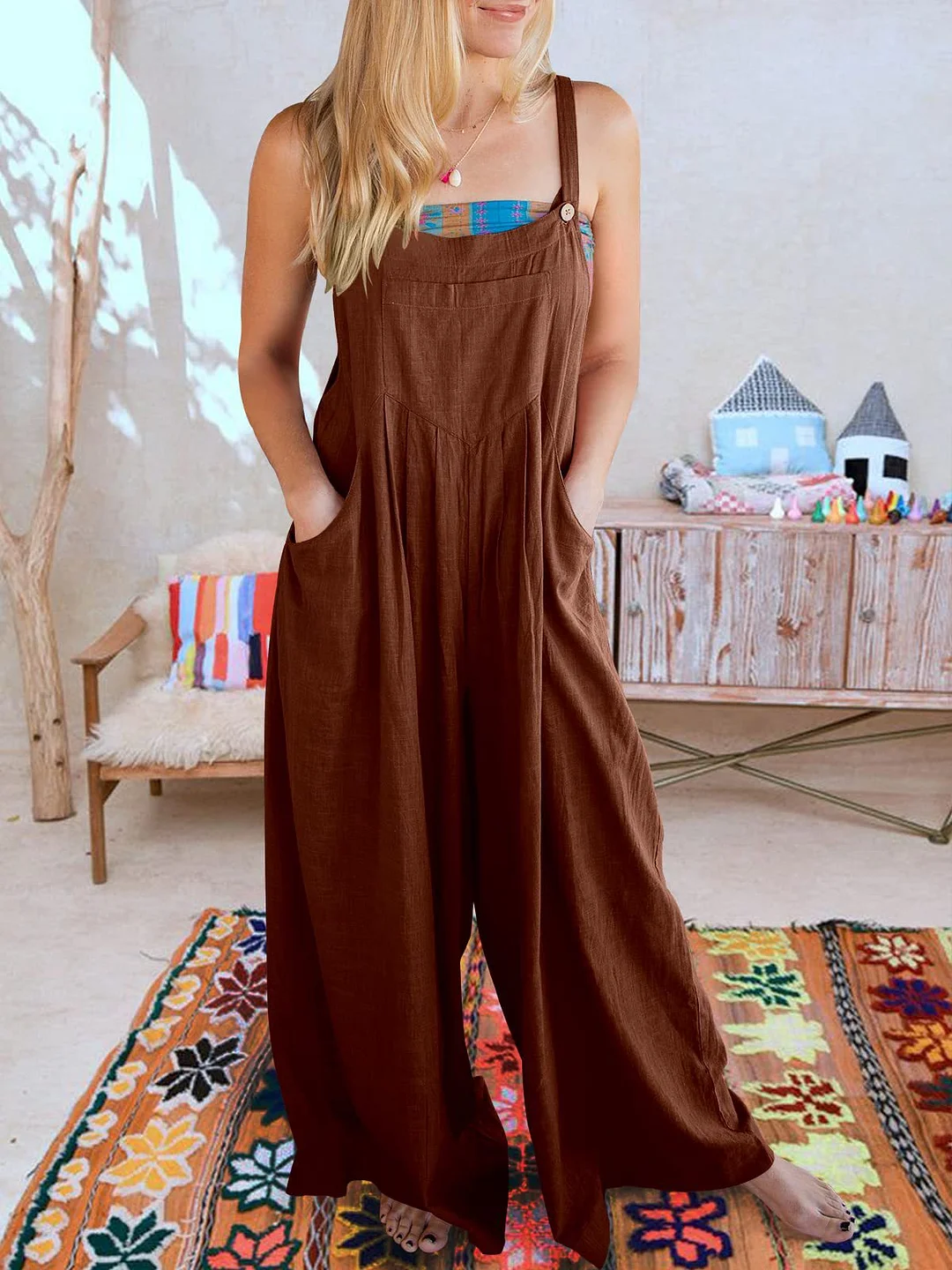Plus Size Wide Leg Overalls Jumpsuit (Buy 2 Free Shipping)