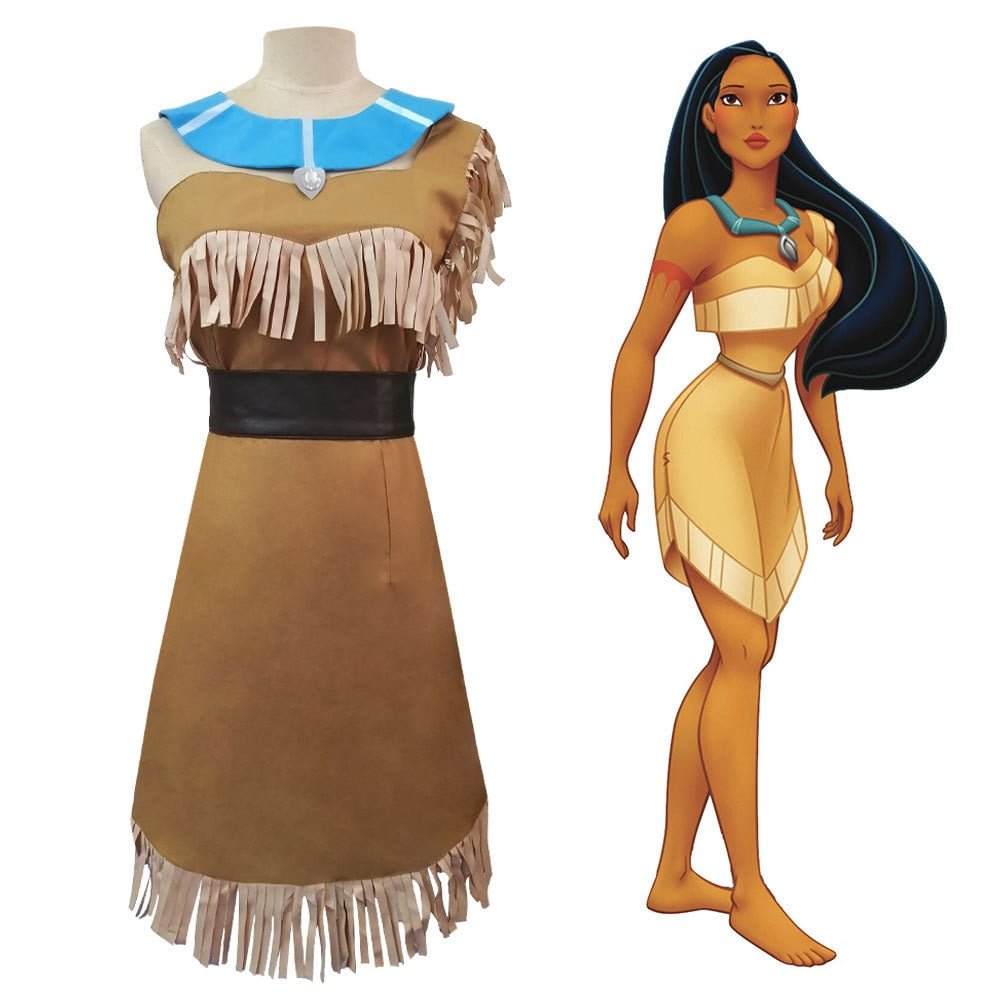 Adult Pocahontas Cosplay Halloween Costume-elleschic