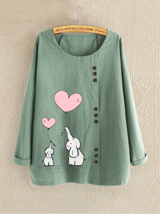 Crew Neck Long Sleeve Casual Shirts & Tops