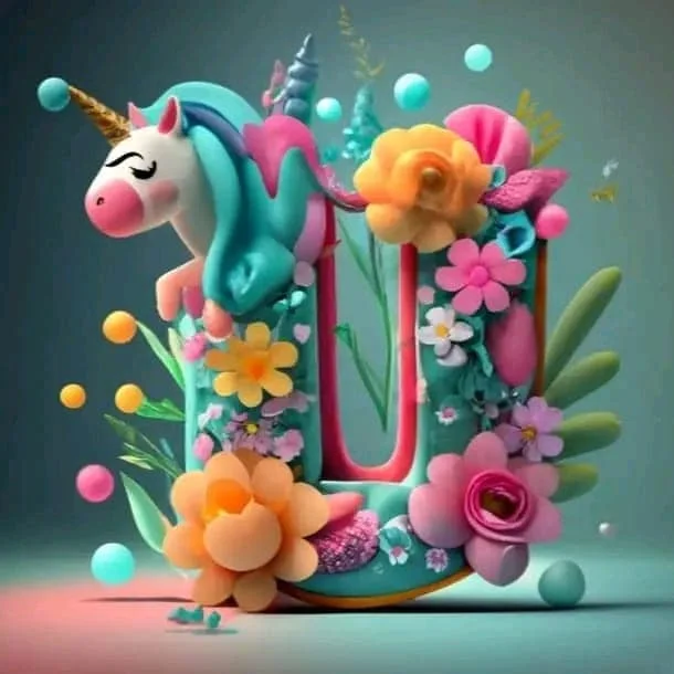 Diamond Painting - Full Round Drill - Unicorn Alphabet(Canvas|30*30cm)