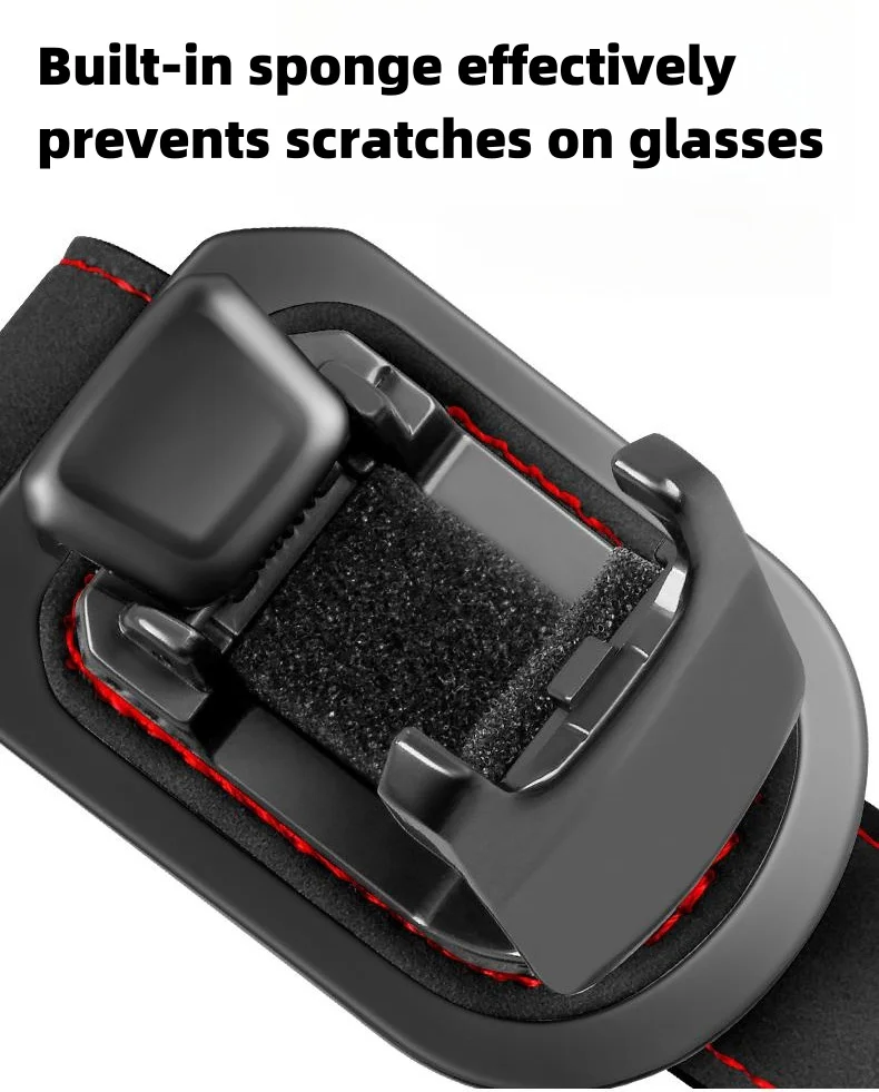 Car-mounted multi-functional suede leather glasses holder