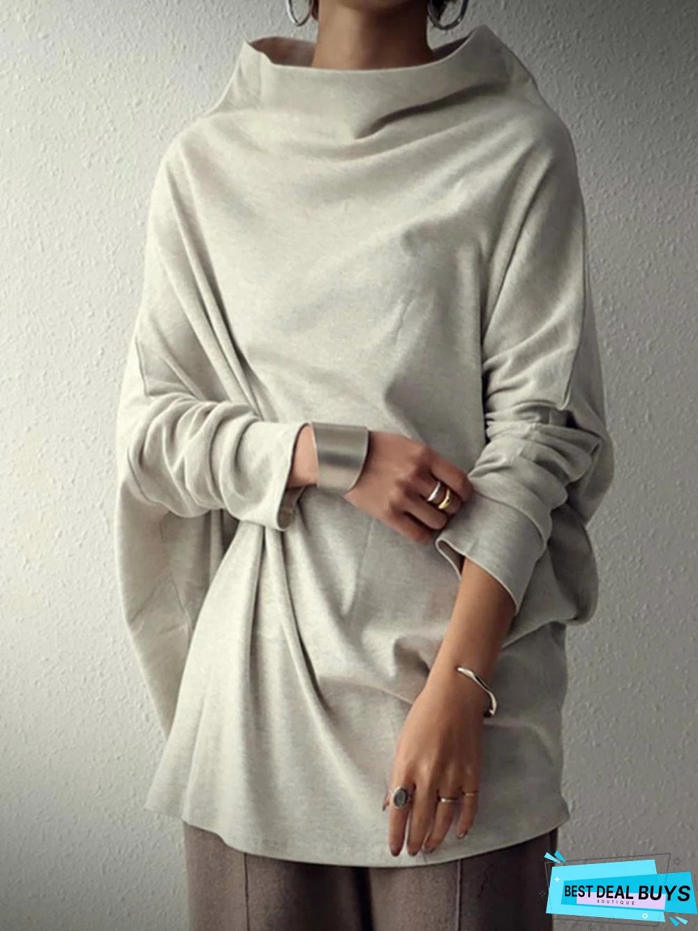 Long Sleeve Cotton-Blend Sweatshirt