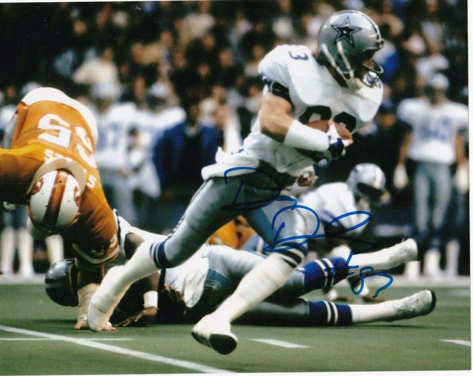 DOUG DONLEY DALLAS COWBOYS ACTION SIGNED 8x10 Photo Poster painting