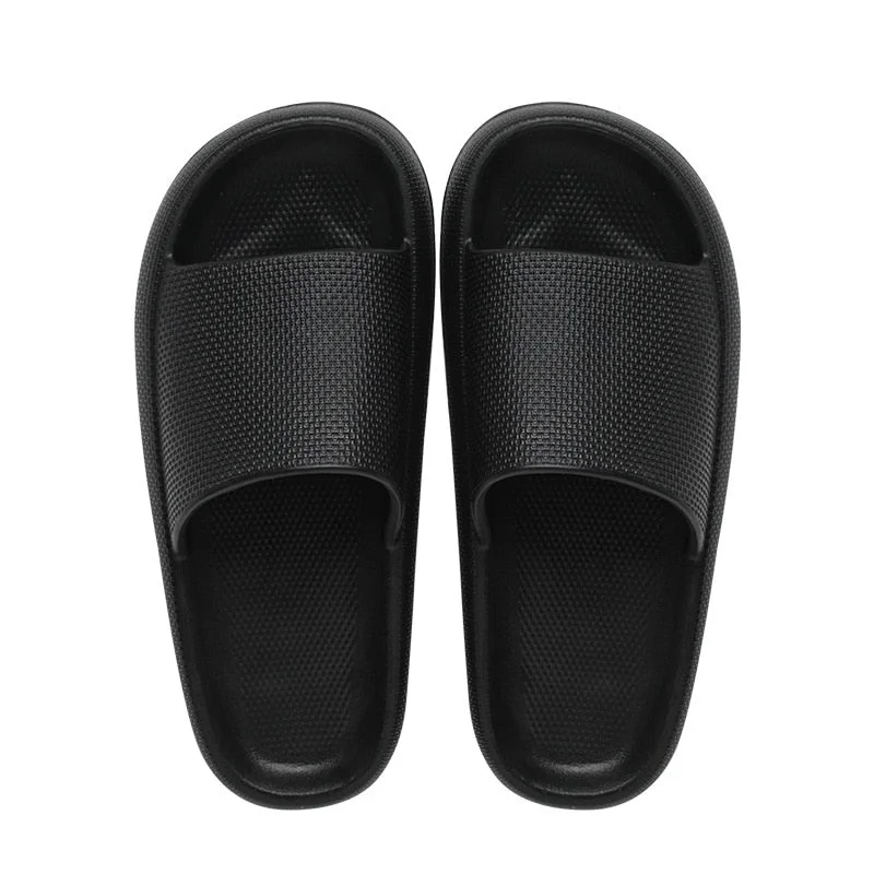 Spot Home Solid Color Thick-Soled Slippers Couple Fashion Non-Slip Bathroom Slides Street Trend Slippers Wholesale