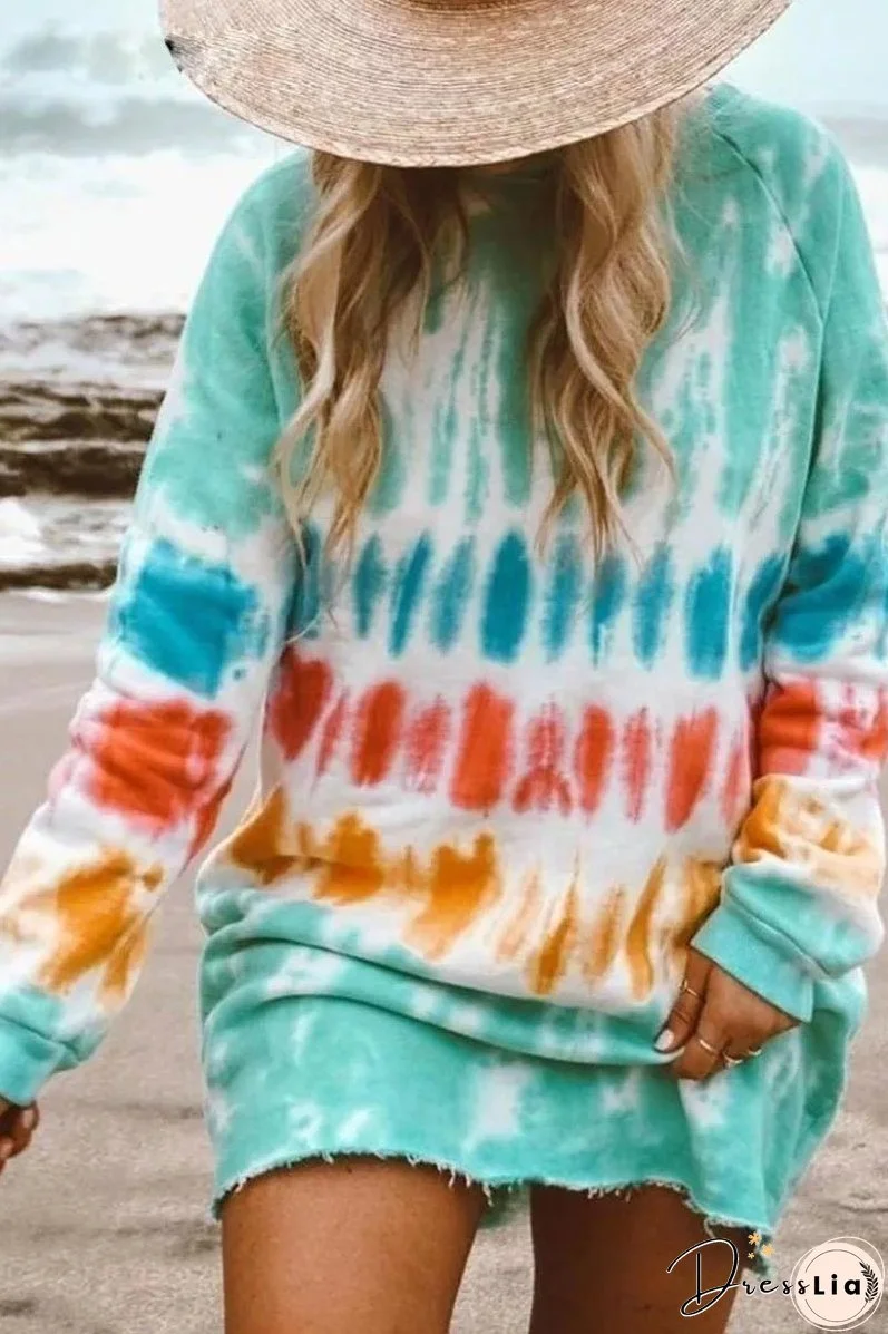 Tie-dye Blue Mini Dress(4 Colors)