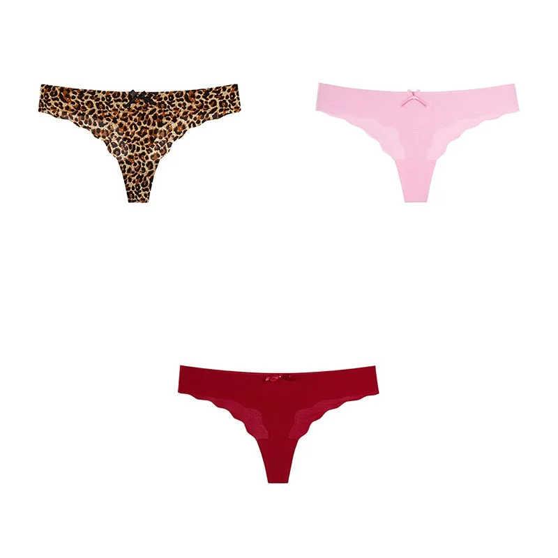 3 Pcs Sexy Lingerie Woman Underwear Seamless Sports Panties Female Thong G-string Thongs For Woman Underwear Ice Silk BANNIROU