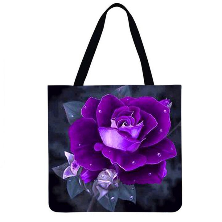 Linen Eco-friendly Tote Bag - Purple Rose